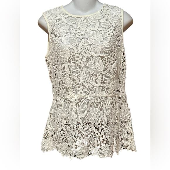 CAbi Women’s Size Small Cotton Lace Sleeveless Unlined Top with Zip Back - Picture 1 of 7